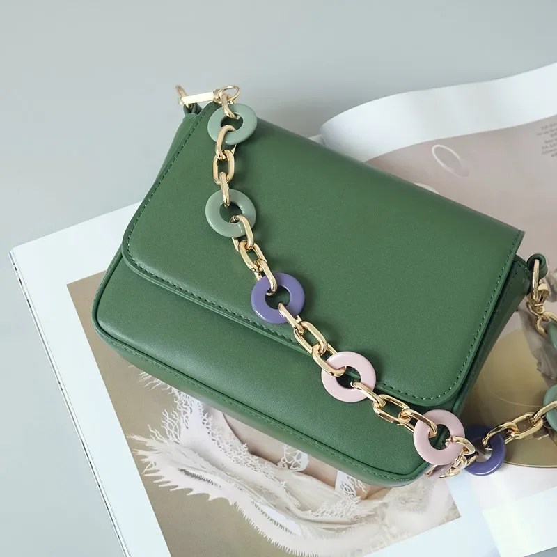 Neue Mode Frau Handtasche Zubehör Ketten Runde Grün Lila Harz Kette Metall Strap Frauen Nette Kupplung Schulter Geldbörse Zubehör