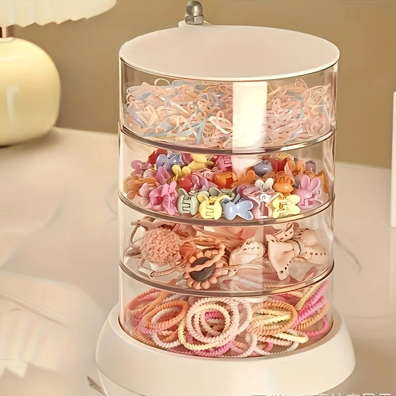 3/4/5-Schichtiger Rotierender Schmuckorganizer - Mehrstöckige Aufbewahrungsbox aus Kunststoff, Transparenter Haarring-Display für den Schminktisch – Detail 5