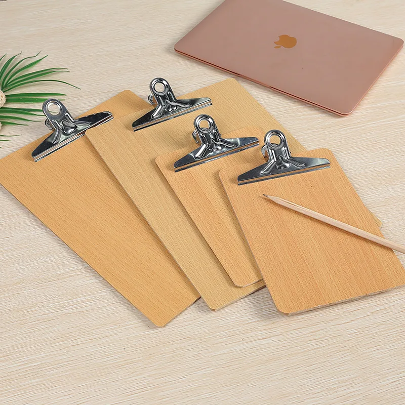 A4 Clip Board Wooden Writing Pad Folder Paper Office Supplies Organizer Clipboard Storage Box Document Pad Paper Holder
