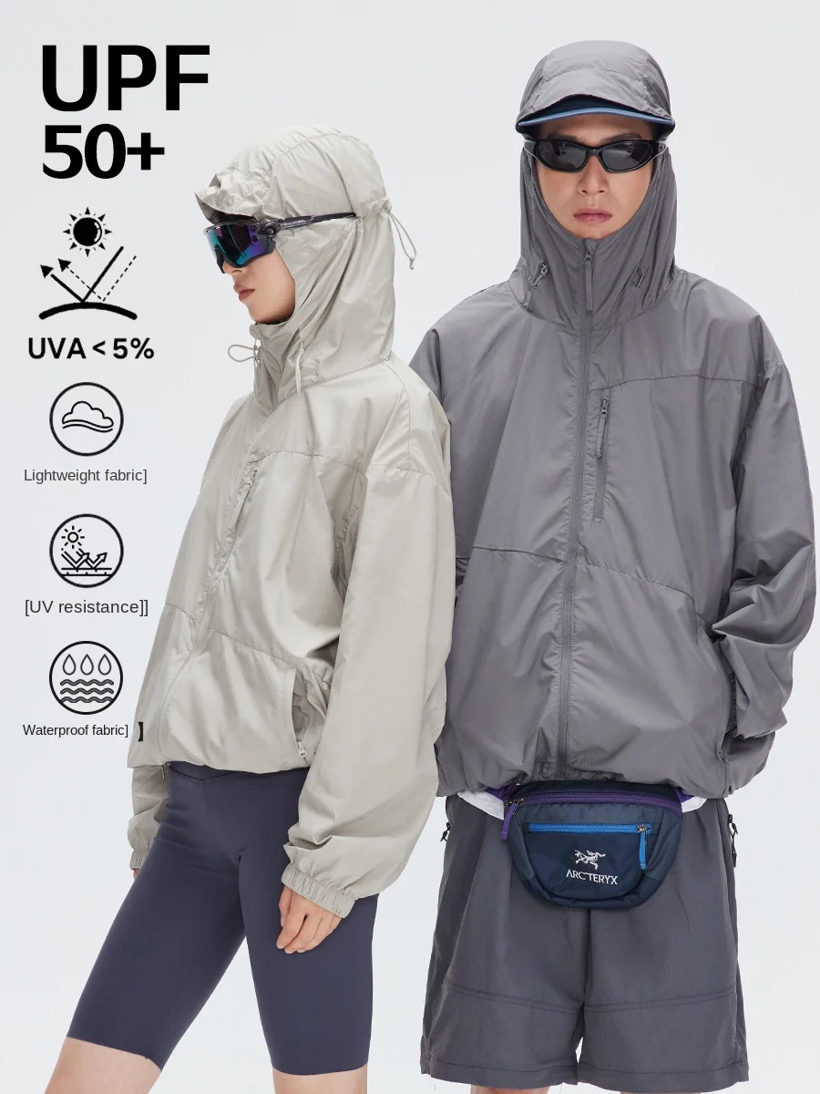 

Cool Feeling Waterproof Sunscreen Skin Clothing Men's Double Zipper Outdoor Thin Breathable Sports Coat Jackets For Women