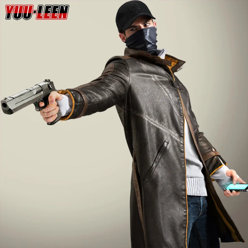 High Quality Watch Dogs Game Cosplay Aiden Pearce Leather Coat Windbreaker  Clothes Long Coat Spring And Autumn - Cosplay Costumes - AliExpress