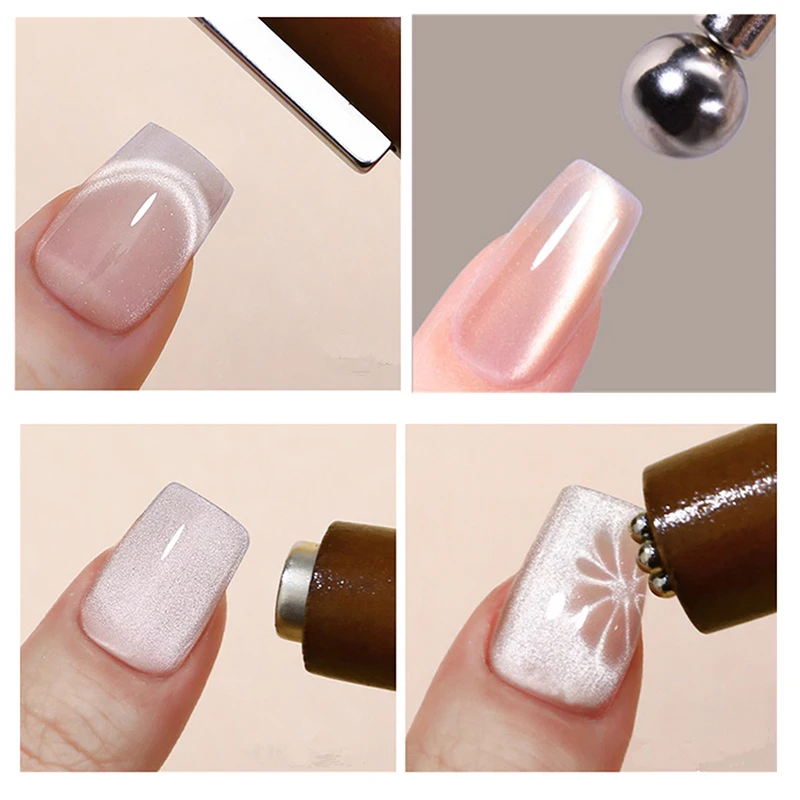 3-in-1 다기능 마그네틱 캣츠아이 네일 마그넷 스틱 (자석 비즈 포함) 강력 젤 폴리쉬 마그넷 펜 실린더 마그넷