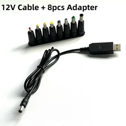 Universal DC to USB Converter Cable with 8 Interchangeable Connectors - 2 pieces (12v With 8 pcs)