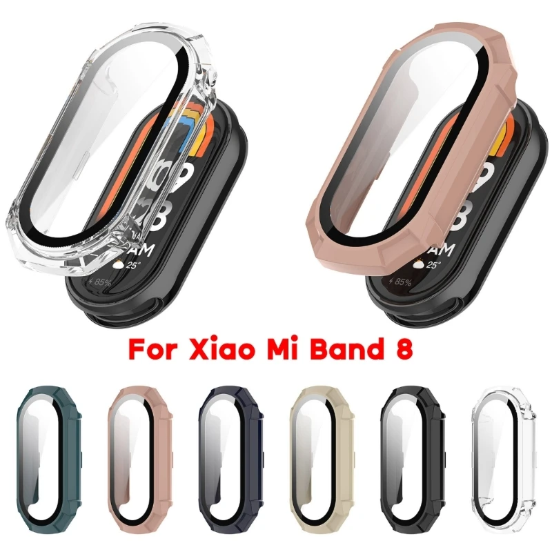 

for Xiaomi Band 8 PC Screen Protector Tempered Film+Case All-inclusive Bumper-Shell