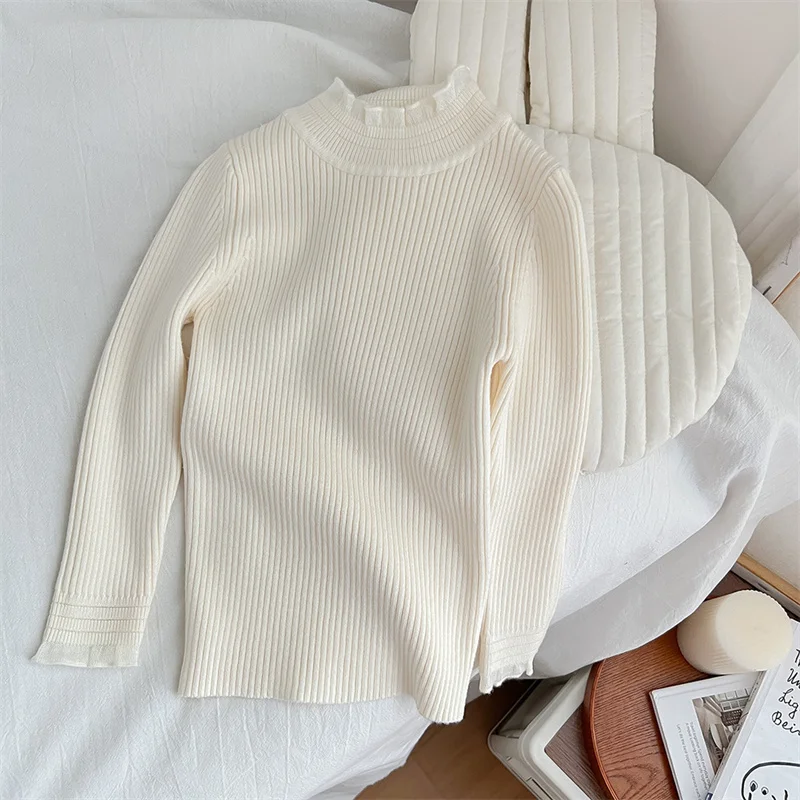 

Girls Sweater Wool Coat Kids Tops Knitting 2024 Black Thicken Warm Winter Autumn School Pullover Christmas Gift Children's Cloth