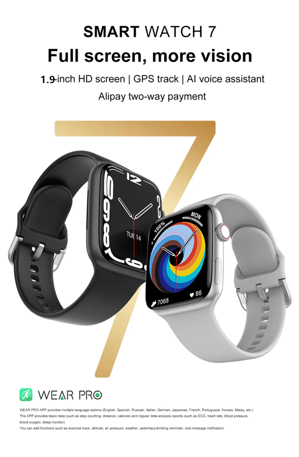 2022 1.9" Sport Smart Watch Men Bluetooth Call Custom Dial NFC Women Fitness Smartwatch Pk DT7 W37 W27 Pro Smart Watch Series 7