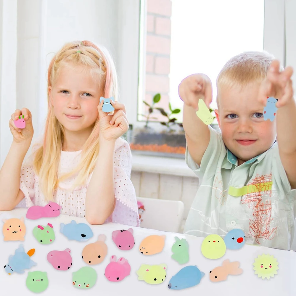 12/36PCS for Kids Kawaii Animals Squishies Mochi Squishy Toys Glow in The Dark Party Favors Stress Relief Squishy 6