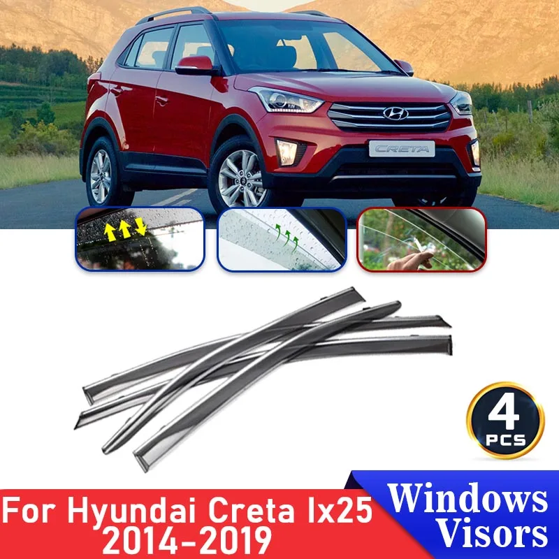 What is Car Rain Wind Door Visor Side Window Deflector for Hyundai Creta  IX25 Set of 4 PCS