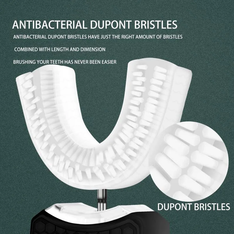 LED 디스플레이 USB 타입-C 자동 전동 칫솔 성인 학생용 U자형 부드러운 칫솔모 IPX7 방수 미백 기능