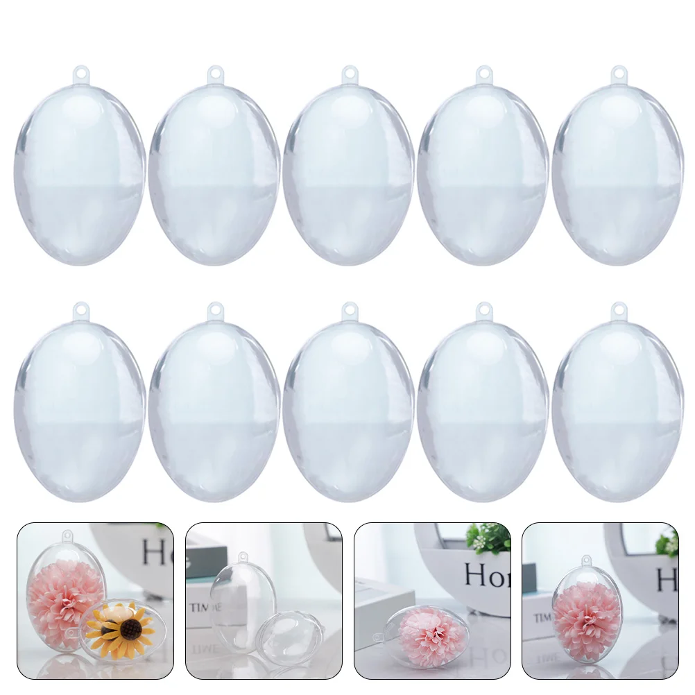 10 Pcs Egg Decoration Box Fillable Foam Balls Transparent Pendants Easter Party Supply 6