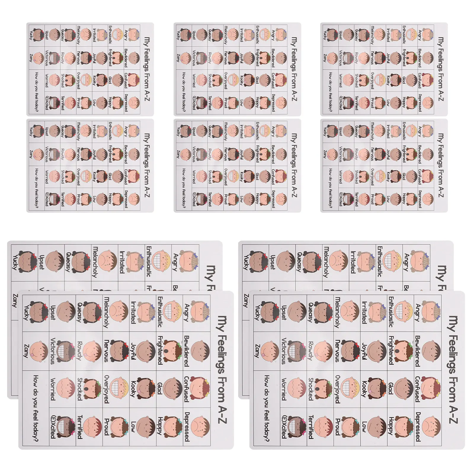 10Pcs 어린이 정서 학습 포스터 A4 를 위한 감정 차트 유치원 치료 자폐증을 위한 관리 도구
