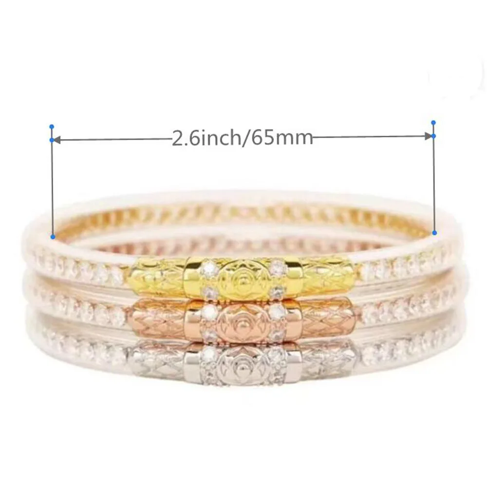 1PC Colourful Crystal Bangles Rhinestone Silicone Glitter Jelly Bangles Bracelet for Women Waterproof Beach Party Bracelet 2