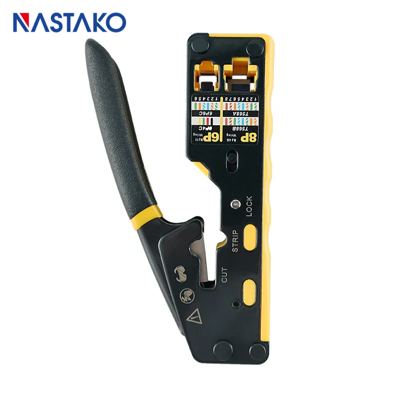 NASTAKO Easy RJ45 Crimper Pliers Telecom Network Tools for Easy Pass Cat6 Cat5e Cat5 RJ11 RJ12 Modular Plug ethernet crimping tool,network crimper