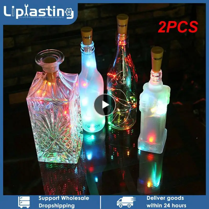 

2PCS 20 LED Solar Wine Bottle Light With Cork Holiday Decoration Garland Cork Light IP65 Waterproof Copper Wire Fairy String