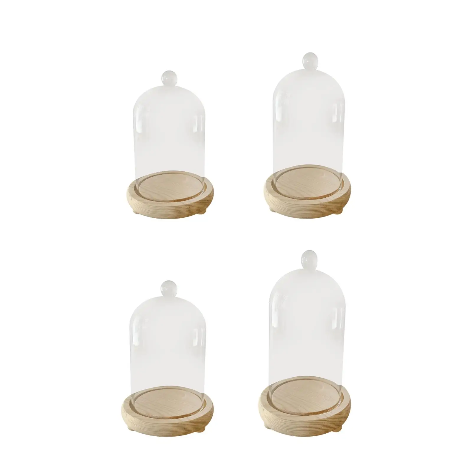Cloche Glass Dome Display Bell Jar Decorative Multifunctional Rustic Showcase Wood Base Transparent Cover for Artificial Plants glass display dome