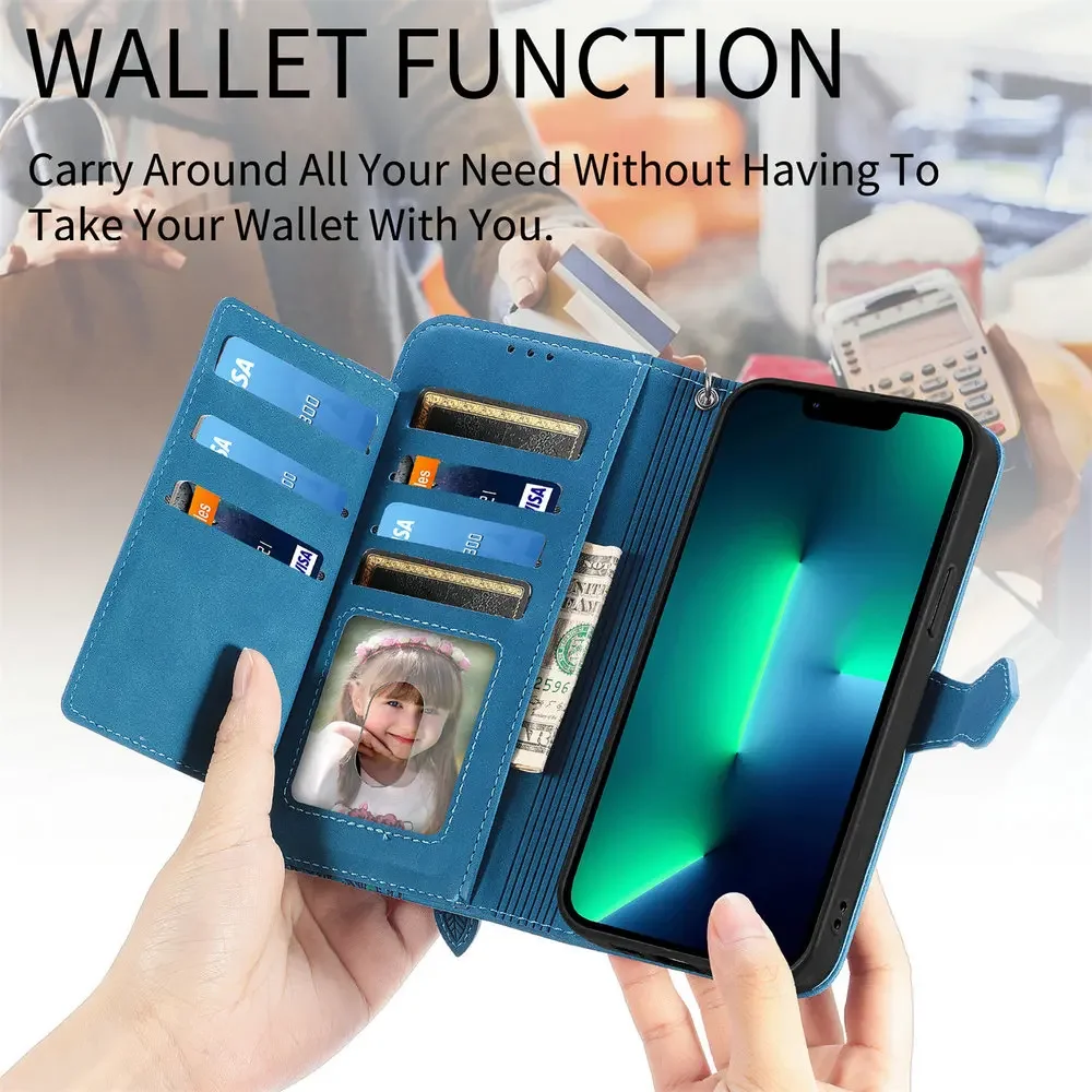 Crossbody Zipper Wallet Card Flip Case for iPhone 17 Air 16E 15 Pro Max 11 12 13 14 Plus 16 E 5G 2025 Leather Cover Book Funda — view 4