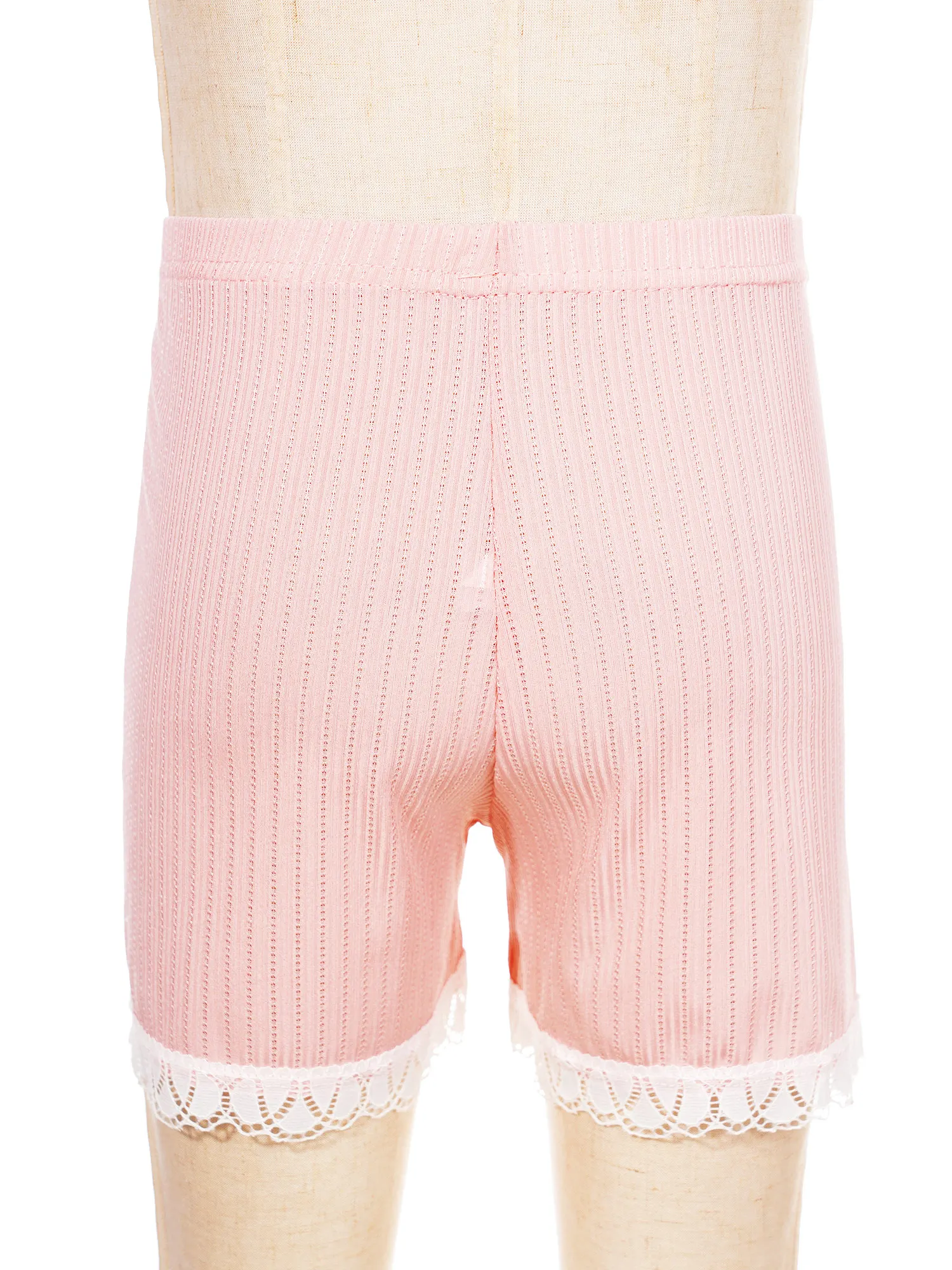 Kids Girls Lace Trim Shorts Elastic Waistband Safety Shorts Cute Panties Underwear Pajama Bottoms Nightwear Homewear Loungewear