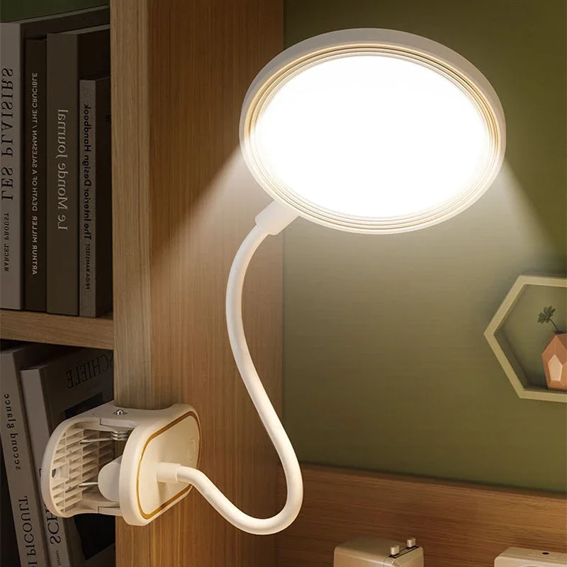 Table Lamp USB Rechargeable Desk Lamp with Clip Bed Reading Book Night Light LED Touch 3 Modes Dimming Eye Protection Light