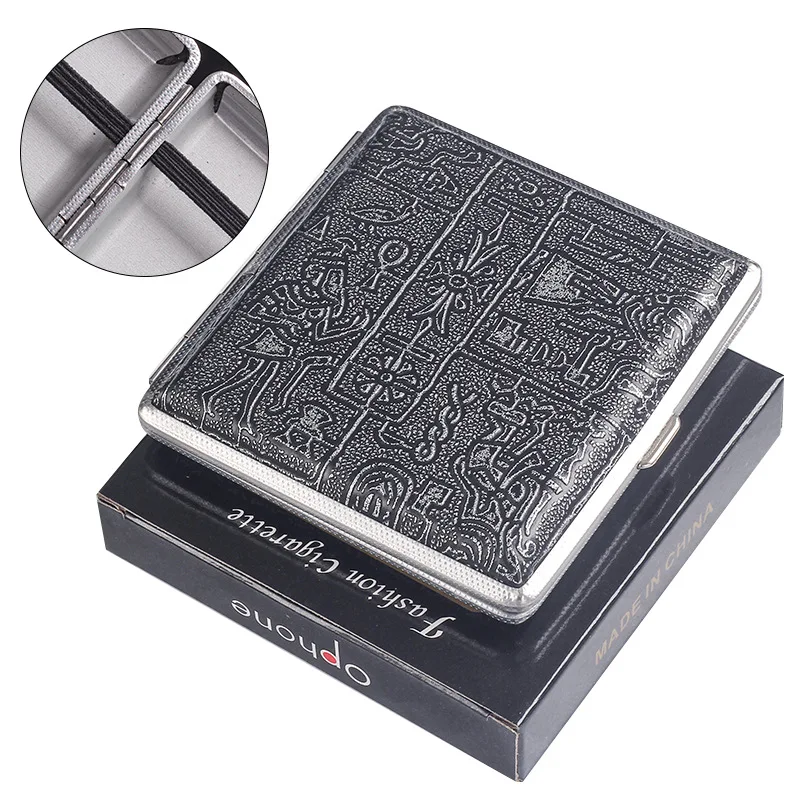 

Metal Black Cigarette Empty Case Rubber Band Opening Box for Long Cigarettes Pocket Credit Card Holder Security Wallets