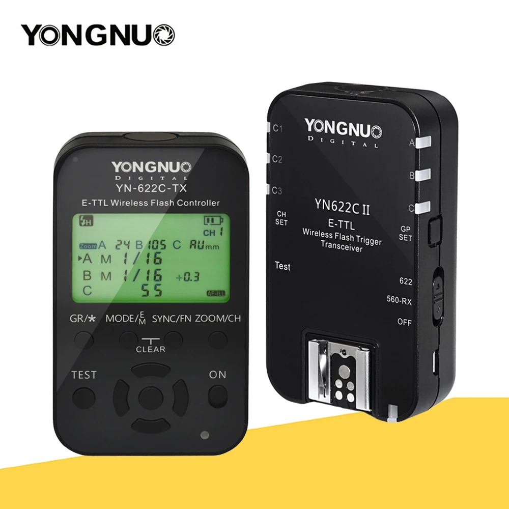 WINGONEER Diffusor einschließlich YN622C-TX Controller und YN622C Transceiver Yongnuo YN622C-KIT Wireless i-TTL Blitzauslöser mit LED Bildschirm für Canon Kameras, 