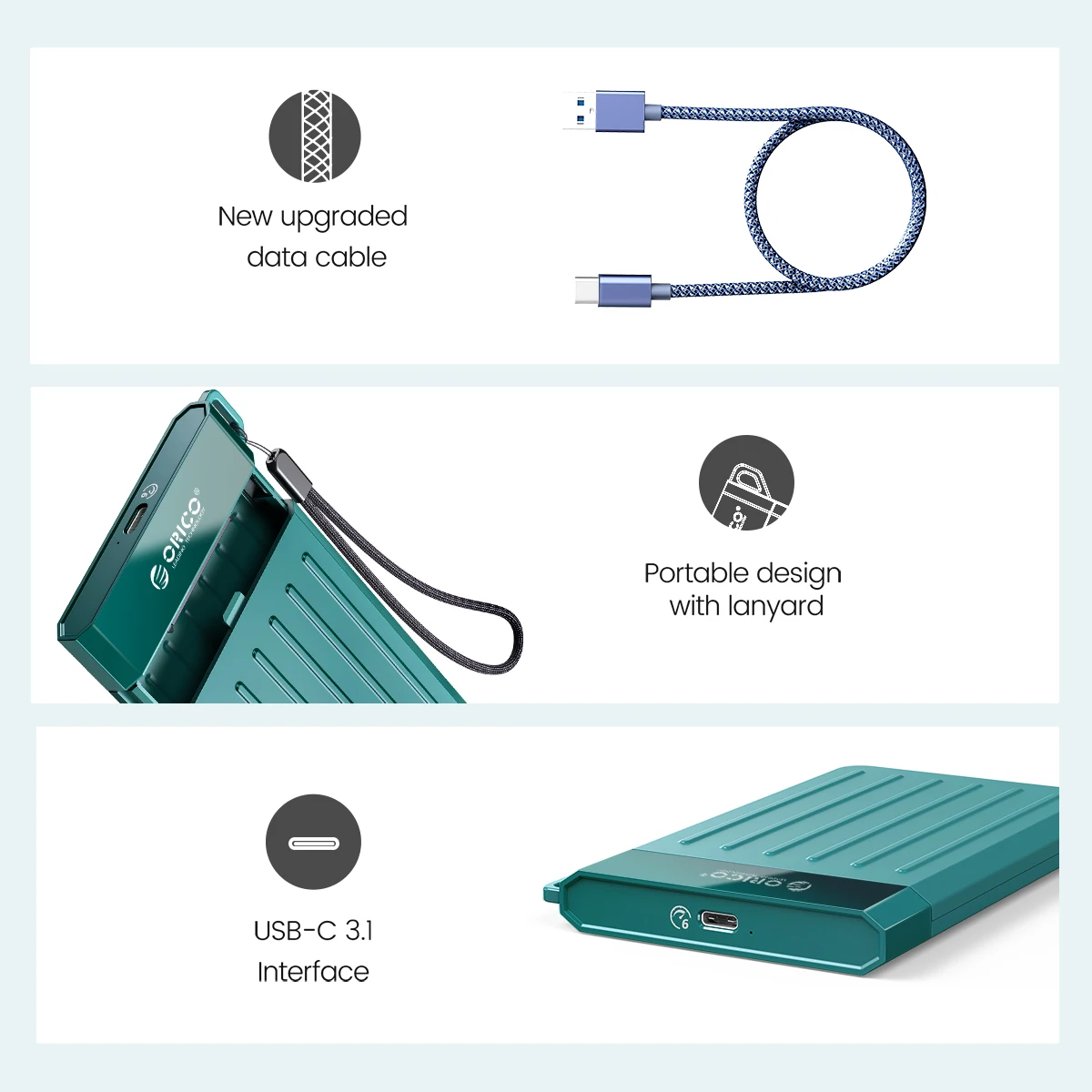 ORICO HDD Case 2.5 SATA to USB 3.0 Adapter Hard Drive Enclosure for SSD Disk HDD Box Type C 3.1 Case HD External Enclosure External Hard Drive Case SSD Enclosure Hard Drive Adapter External Hard Drive Box Hard Disk Case Hard Drive Enclosure HDD Case Enclosure