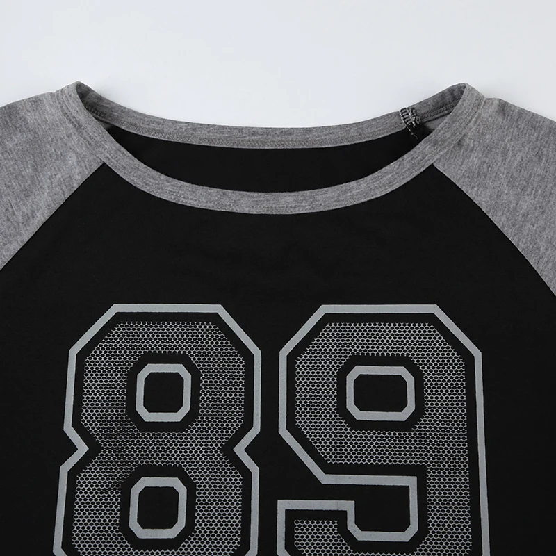 American Retro Casual Football Tee Jersey Figure Print Contract Patchwork Short Sleeve Loose Casual Summer Preppy T Shirt Women