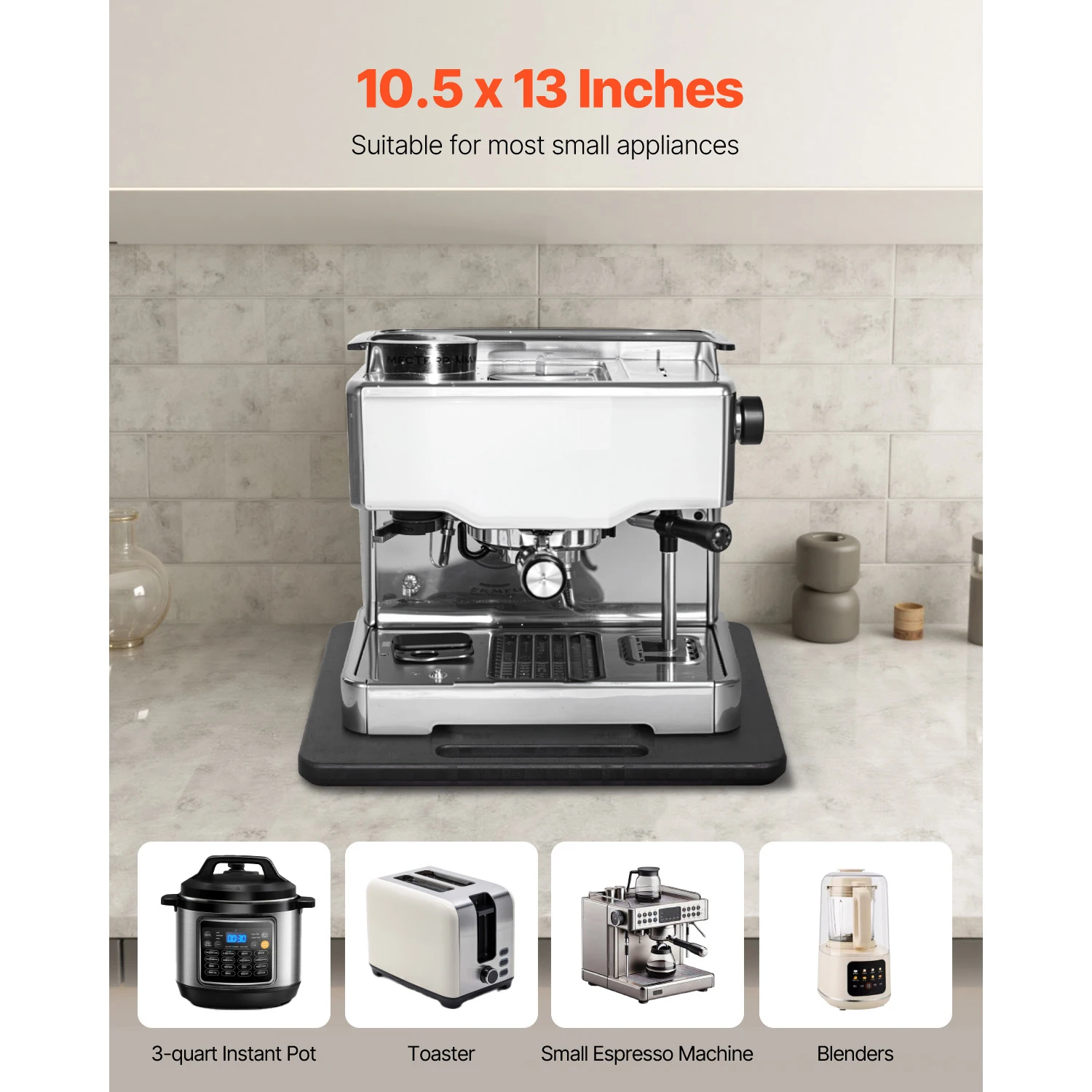 SucceBuy Black Muti-Size Kitchen Appliance Sliding Tray Silent Wheels Below Cabinet Appliance Rolling Tray for Coffee Maker