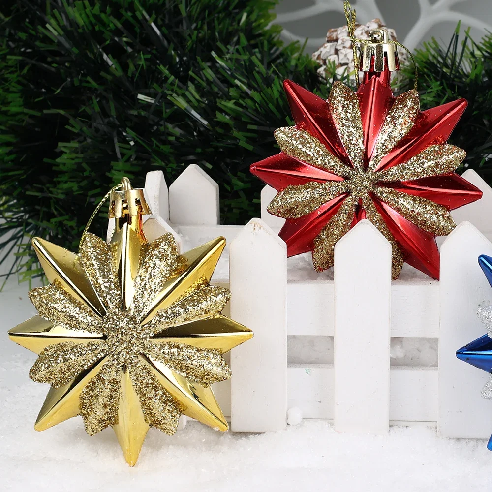 4Pcs Merry Christmas Pendant Gold Star Xmas Tree Hanging Ornaments Christmas New Year Navidad Decorations Xmas Kids Gifts