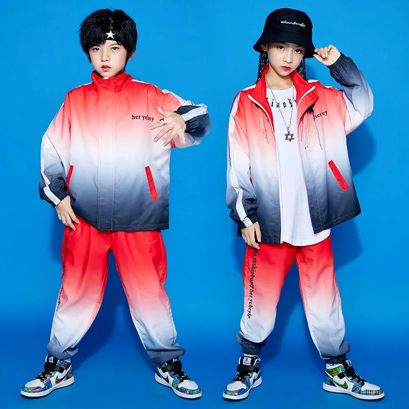 

Kids Stage Wear Hip Hop Clothing Oversize Tie dyes Jacket Tops Jogger Pants For Girls Boys Teenager Jazz Dance Costume Clothes