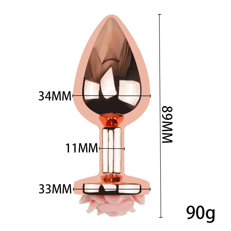 Side view of rose shaped metal anal plug