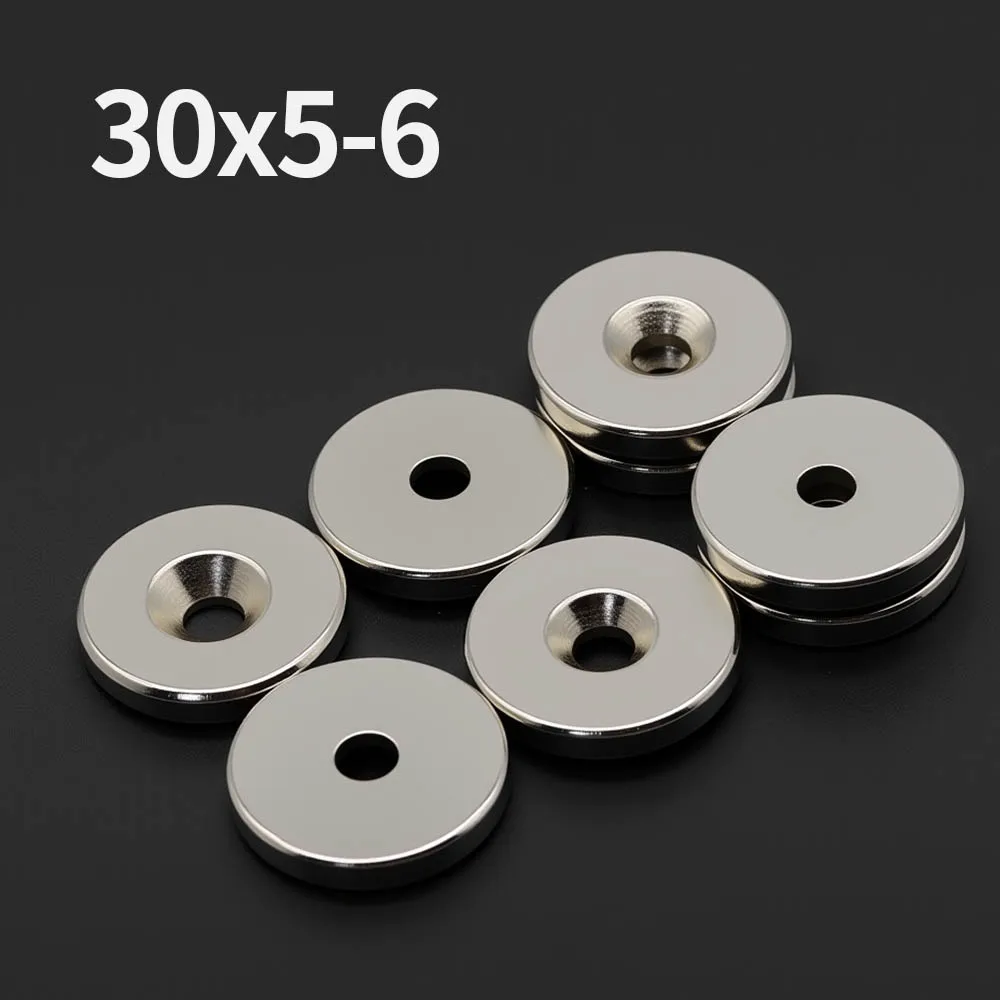 แม่เหล็กนีโอไดเมียมทรงกลมขนาด 30x5-6 มม. แรงสูง มีรู แม่เหล็กถาวร N35 NdFeB แม่เหล็กติดตู้เย็นทรงกลม แรงสูงพิเศษ สำหรับงาน DIY 1