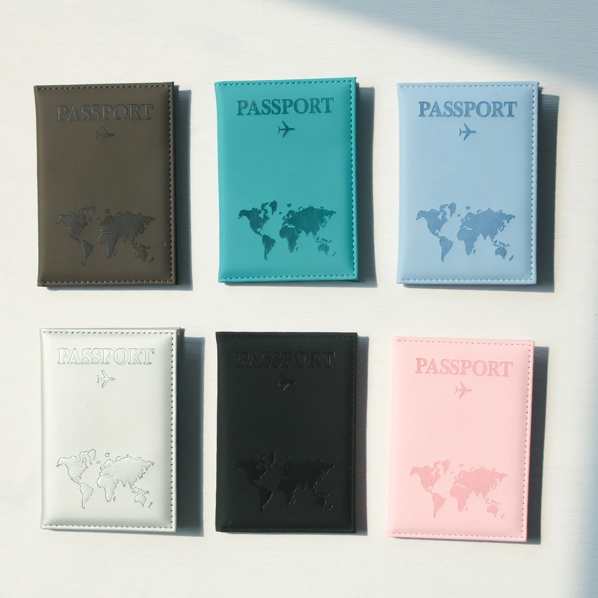 Sleek Map PU Leather Passport Holder - Essential Travel Accessory