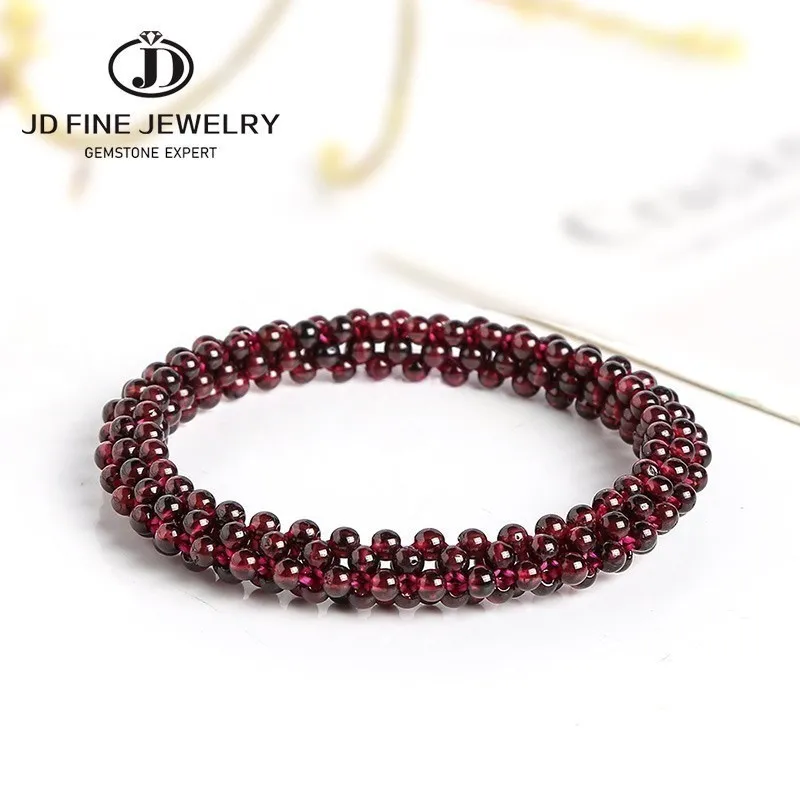 Natural Red Garnet Stone Bead Bracelet Women Bohe Multilayer Weave Elastic Bangles Luxury Jewelry Female Lucky Health Gifts bangle bracelet bead bracelet beaded bracelet stone bracelet woven bracelets