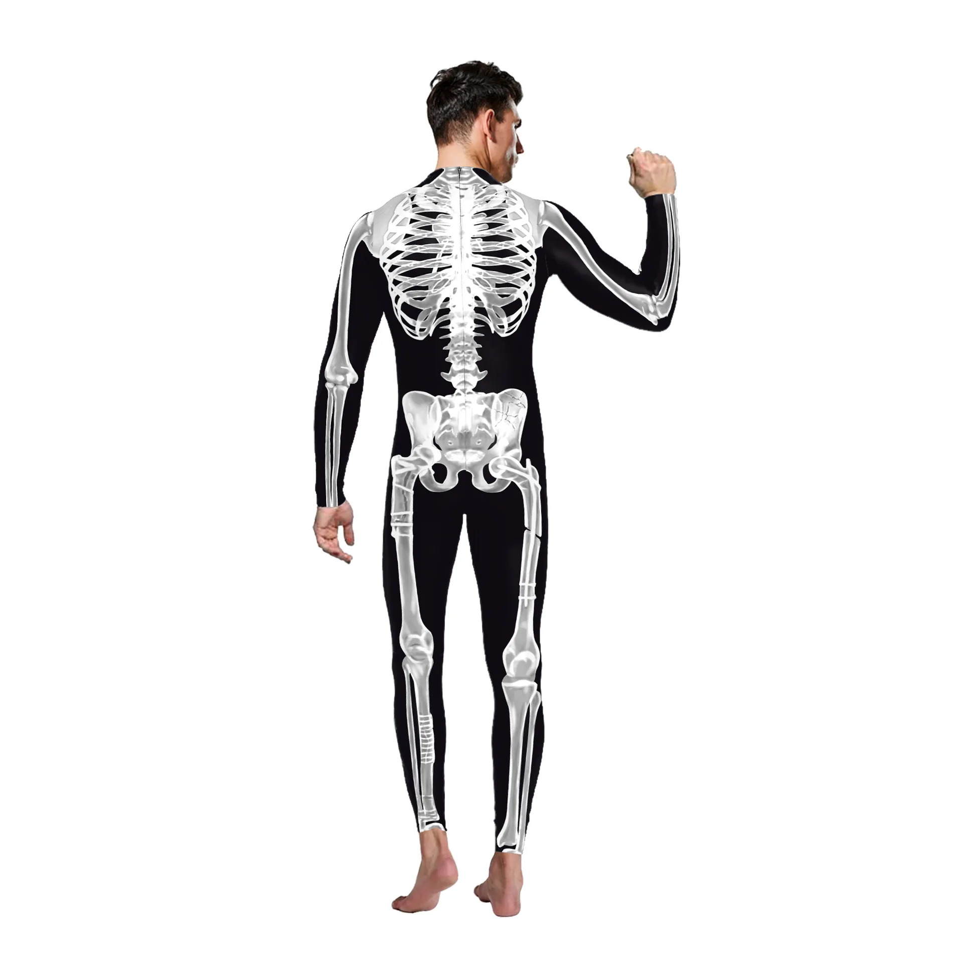 Halloween Steampunk Human Horror Skeleton Skull Cosplay Jumpsuit Women Men Printing Zentai Party Bodysuit Masquerade Outfits