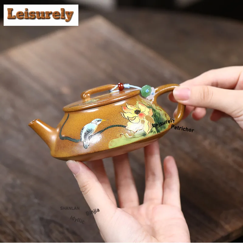 200ml Luxury Yixing Purple Clay Teapots Handmade Lotus Pot Raw Ore Wood-fired Porcelain Mud Kettle With Strainer Zisha Tea Set