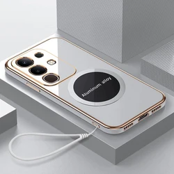 Luxury Square Plating Shockproof Back Cover for Vivo T4x (CX gs6D White)