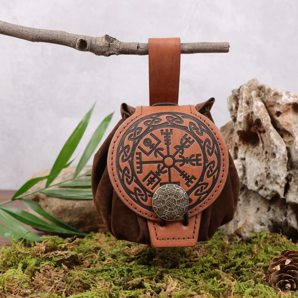 Mittelalterliche Gürteltasche im Wikinger-Stil für Münzen, bietet Platz für ein Telefon, Vintage-Hüfttasche für Cosplay-Zubehör, geprägte, gewebte Freizeittasche – Detail 19