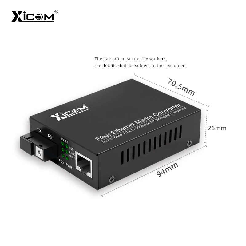 10/100M Fiber Optical Media Converter 1310/1550nm 25KM SC Optical Fiber Switch Single Fiber Converter Simplex Fiber Transceiver