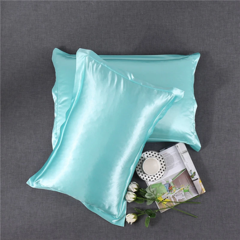 

Solid Color Silk Pillowcase Mulberry Plain Bed Satin Queen King Twin Size Bedding Pillow Case Cover Home Decro Soft Comfortable