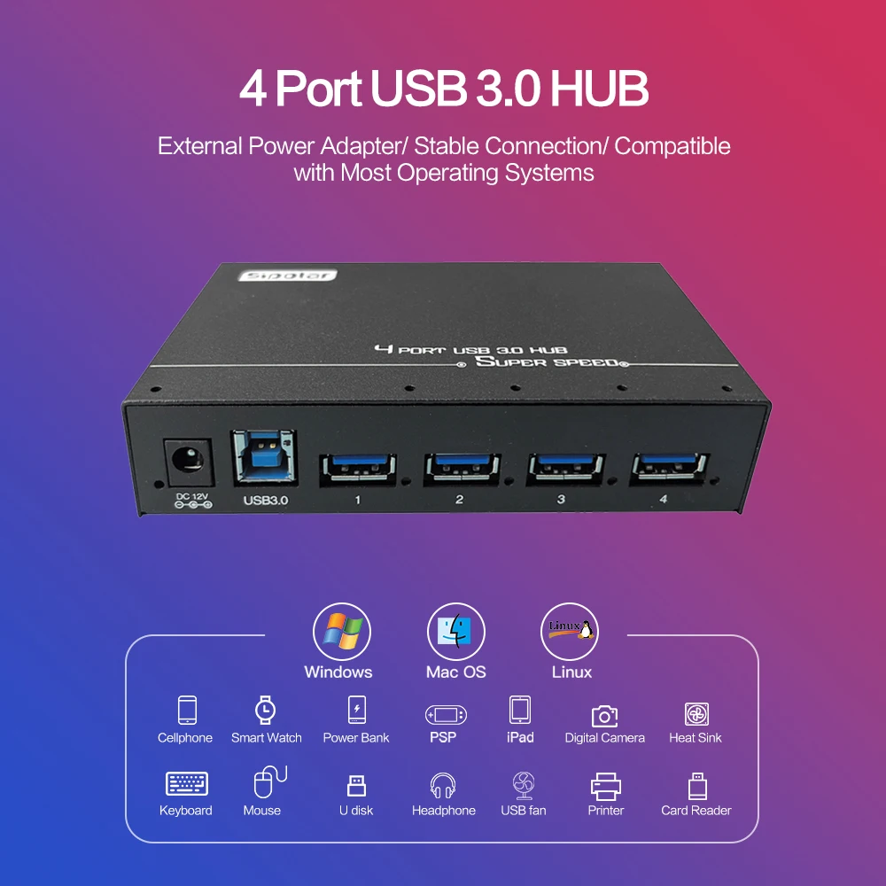 Solar Powered Metal Hub Divisor com Suporte de Montagem Adaptador de Energia Port Usb 3.0 Super Velocidade Charger Din Rail 12v 3a 36w - Imagem 6
