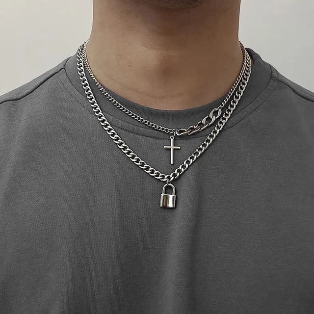 Stainless Steel Double Layer Pendant Chain | Streets of Seoul | Men's  Korean Style Fashion