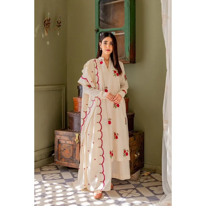Women Designer Cotton Fabric Flower Printed Salwar Suit Kurti Palazzo Dress Set