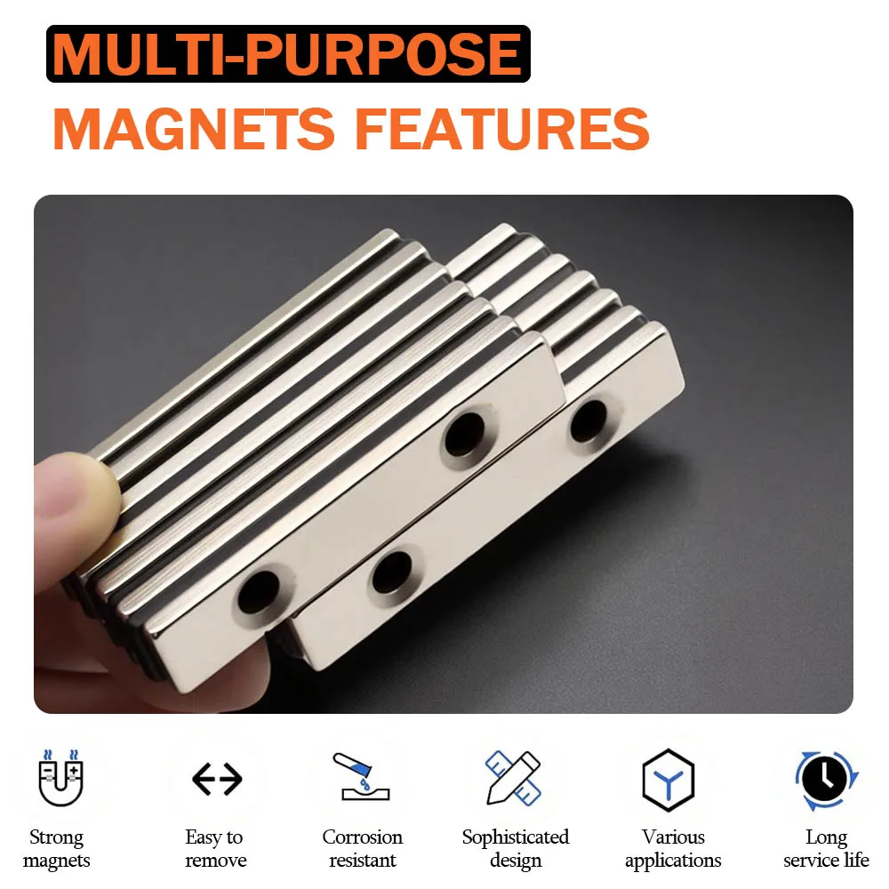 50x10x5mm Eisenlegierung Hochleistungs-Neodym-Magnet Rechteckiges Hardware-Garagenaufbewahrungssystem für Fabrikeinsatz – Detail 2
