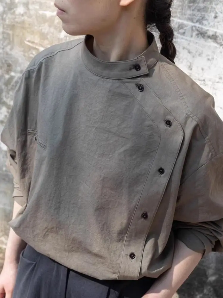 Loses Hemd mit schrägen Knöpfen, 2025, neues Damen-Pendler-Hochintellektuelles Outfit, einzigartiges, schönes und elegantes Oberteil – Detail 3