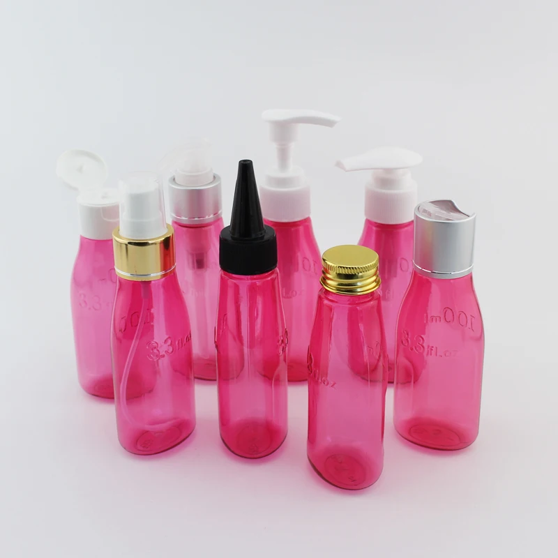 

24pcs 100ml Rose Red PET Bottle For Personal Care Packaging Lotion Pump Mist Spray Perfume Shampoo Oil Travel Journey Container