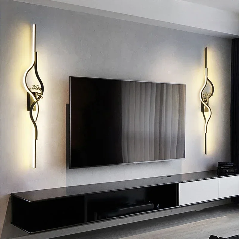 Modern Led Bedside Wall Lights Lamps Living Room Stairs Loft Bedroom Nordic Interior Minimalist Wall Art Light Lamp Decor