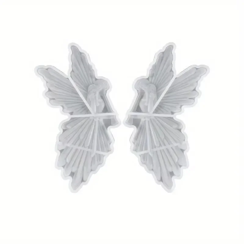 Crystal Drop Glue DIY Angel Mold Handmade Creative Symmetrical Left and Right Blowing Flute Wings Fairy Mirror Silicone Mold