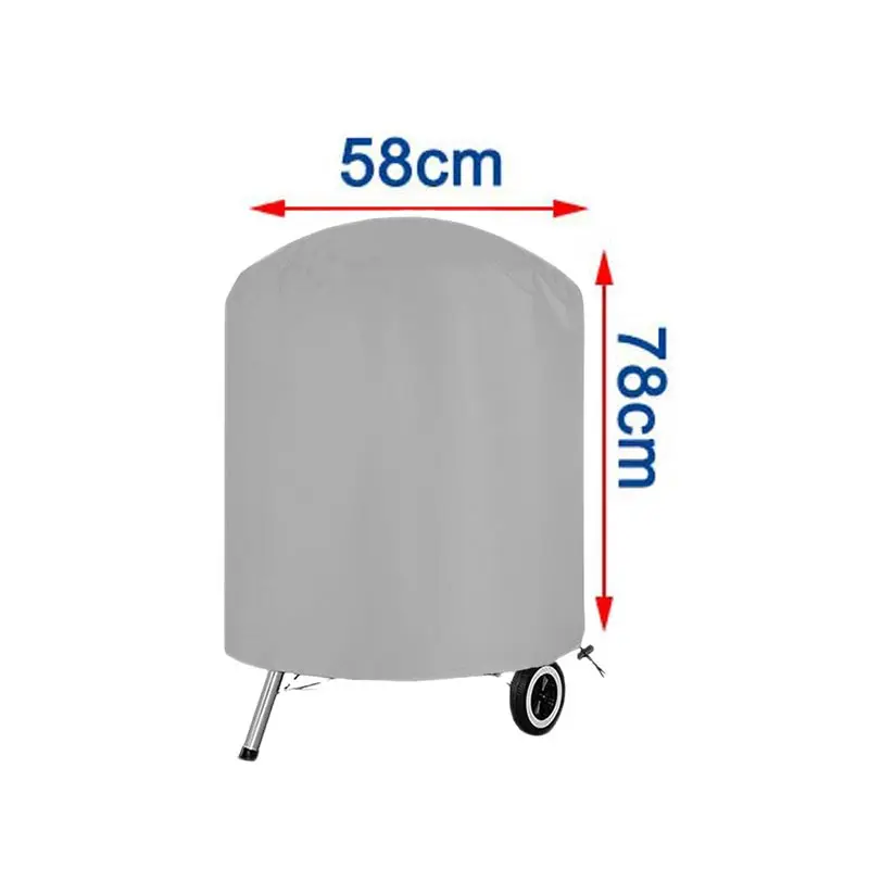 210D Outdoor Grey Waterproof BBQ Cover,Heavy Duty Protective Grill Cover Fire Pit Stove Round Gas Charcoal Electric BBQ Cover 3