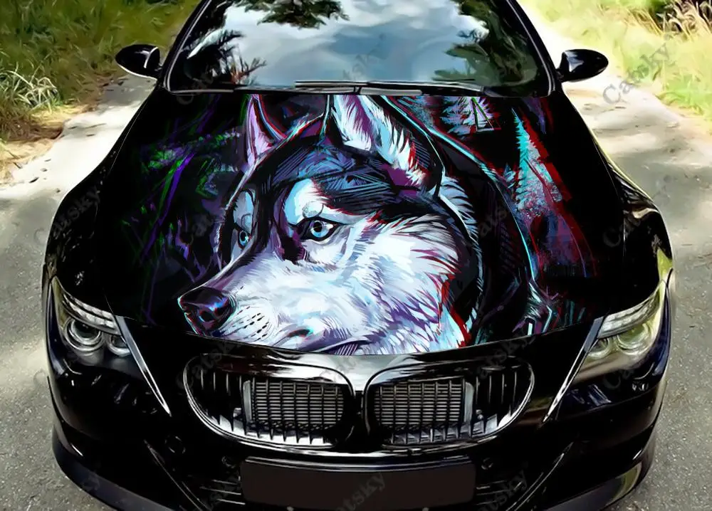 

Виниловые наклейки на капот автомобиля с волком и злом, виниловая пленка, наклейки на крышку двигателя, автомобильные аксессуары