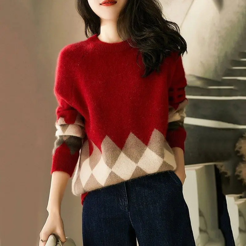Autumn Winter Plush and Thicken Sweaters Women New High-quality Long Sleeve Loose Keep Warm Knitting Bottoming Shirt Lady Top